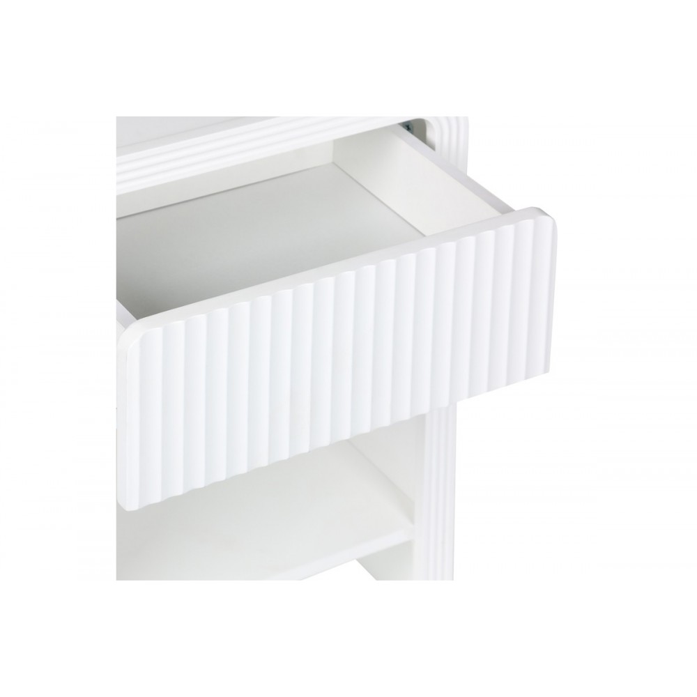 Κομοδίνο "ZEPLEN" από mdf σε χρώμα λευκό 40x30x53