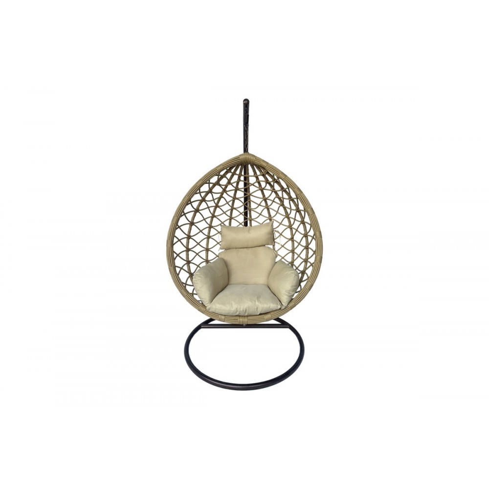 Κούνια φωλιά "LYERE" από μέταλλο/pe rattan σε χρώμα καφέ/μπεζ 120x108x195