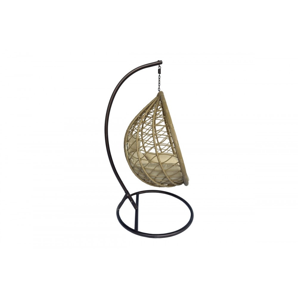 Κούνια φωλιά "LYERE" από μέταλλο/pe rattan σε χρώμα καφέ/μπεζ 120x108x195