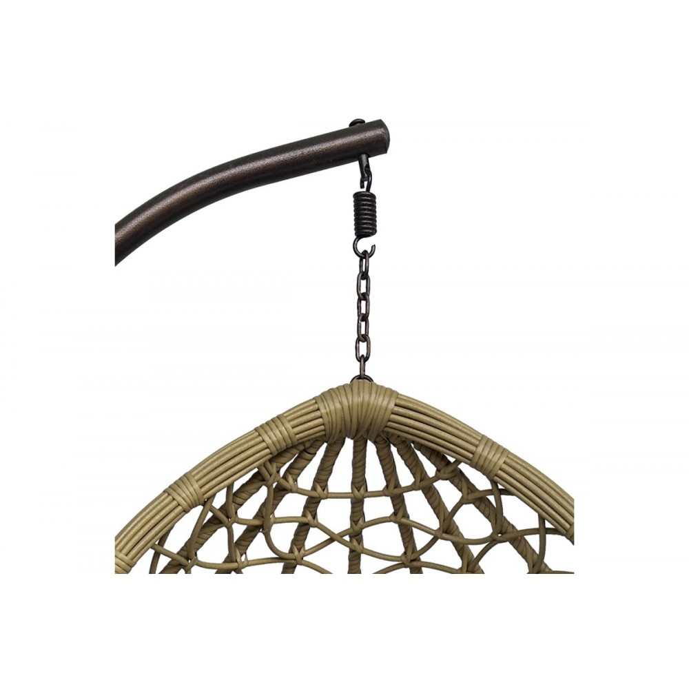 Κούνια φωλιά "LYERE" από μέταλλο/pe rattan σε χρώμα καφέ/μπεζ 120x108x195