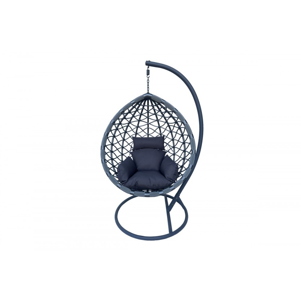 Κούνια φωλιά "LYERE" από μέταλλο/pe rattan σε χρώμα γκρι 120x108x195