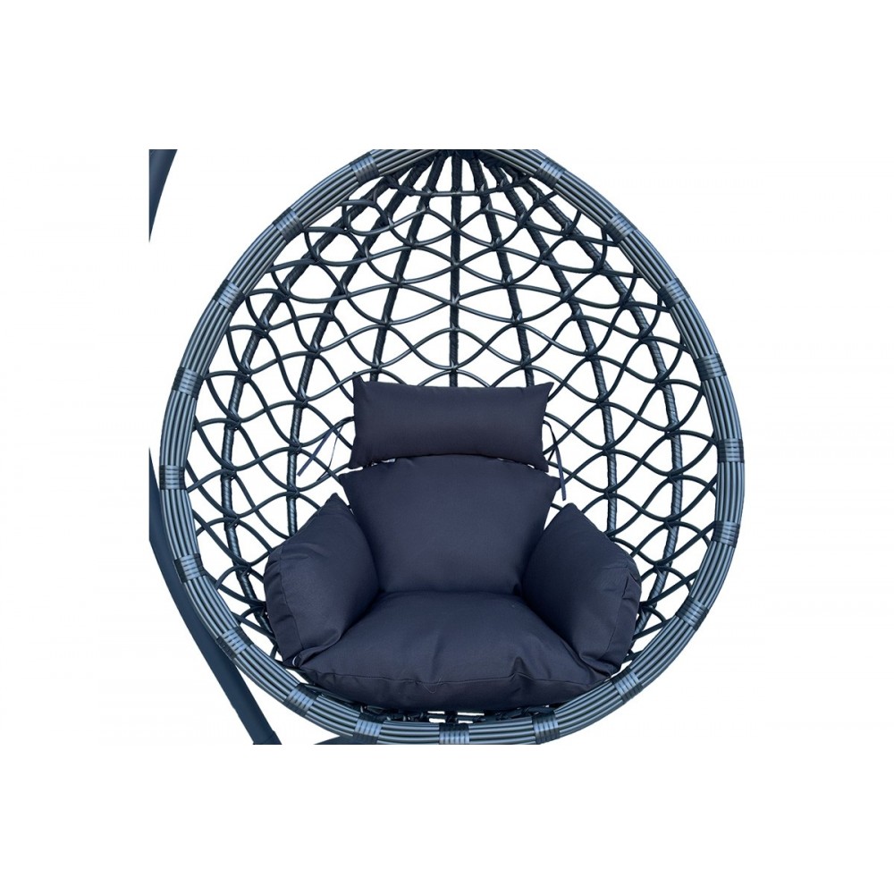 Κούνια φωλιά "LYERE" από μέταλλο/pe rattan σε χρώμα γκρι 120x108x195