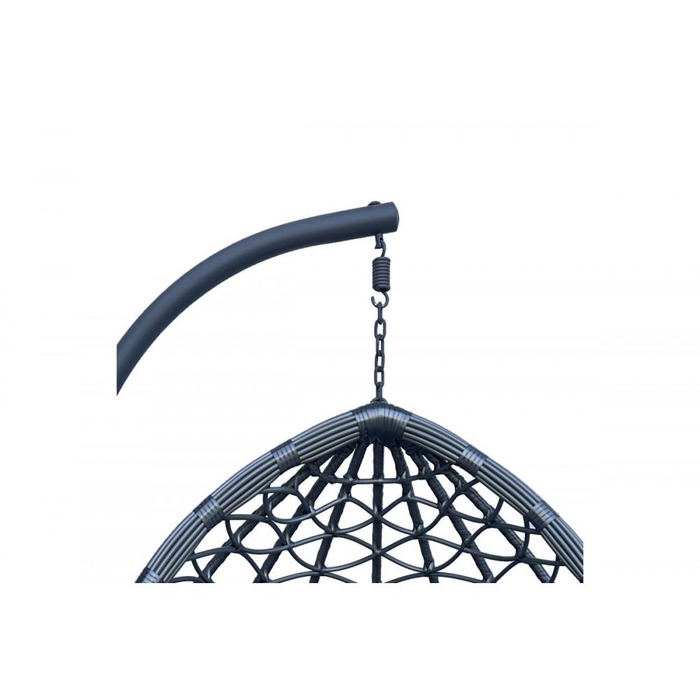 Κούνια φωλιά "LYERE" από μέταλλο/pe rattan σε χρώμα γκρι 120x108x195