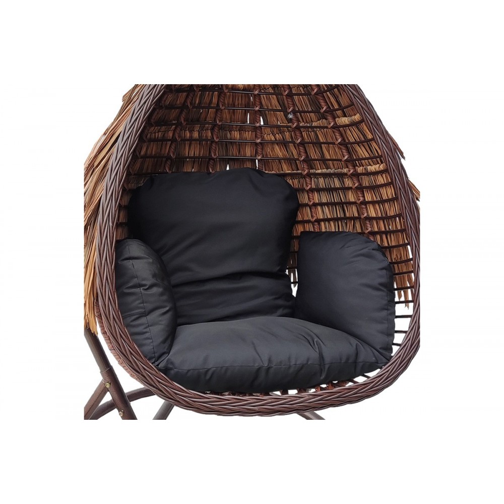 Κούνια φωλιά "VARUR" από μέταλλο/pe rattan σε χρώμα καφέ/μαύρο 120x105x195