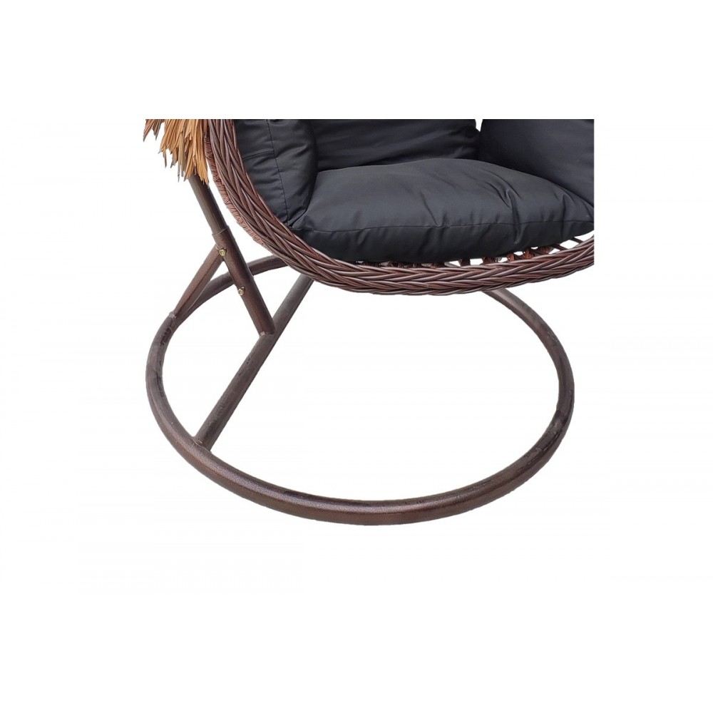 Κούνια φωλιά "VARUR" από μέταλλο/pe rattan σε χρώμα καφέ/μαύρο 120x105x195