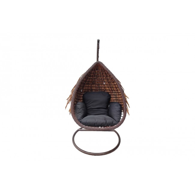 Κούνια φωλιά "VARUR" από μέταλλο/pe rattan σε χρώμα καφέ/μαύρο 120x105x195