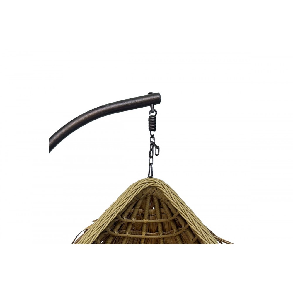 Κούνια φωλιά "VARUR" από μέταλλο/pe rattan σε χρώμα καφέ/μπεζ 120x105x195