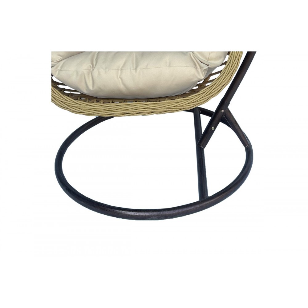 Κούνια φωλιά "VARUR" από μέταλλο/pe rattan σε χρώμα καφέ/μπεζ 120x105x195