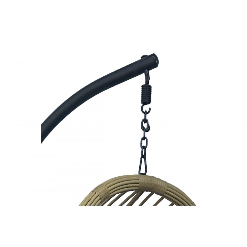 Κούνια φωλιά "CUNGO" από μέταλλο/pe rattan σε χρώμα μαύρο/μπεζ 125x105x195