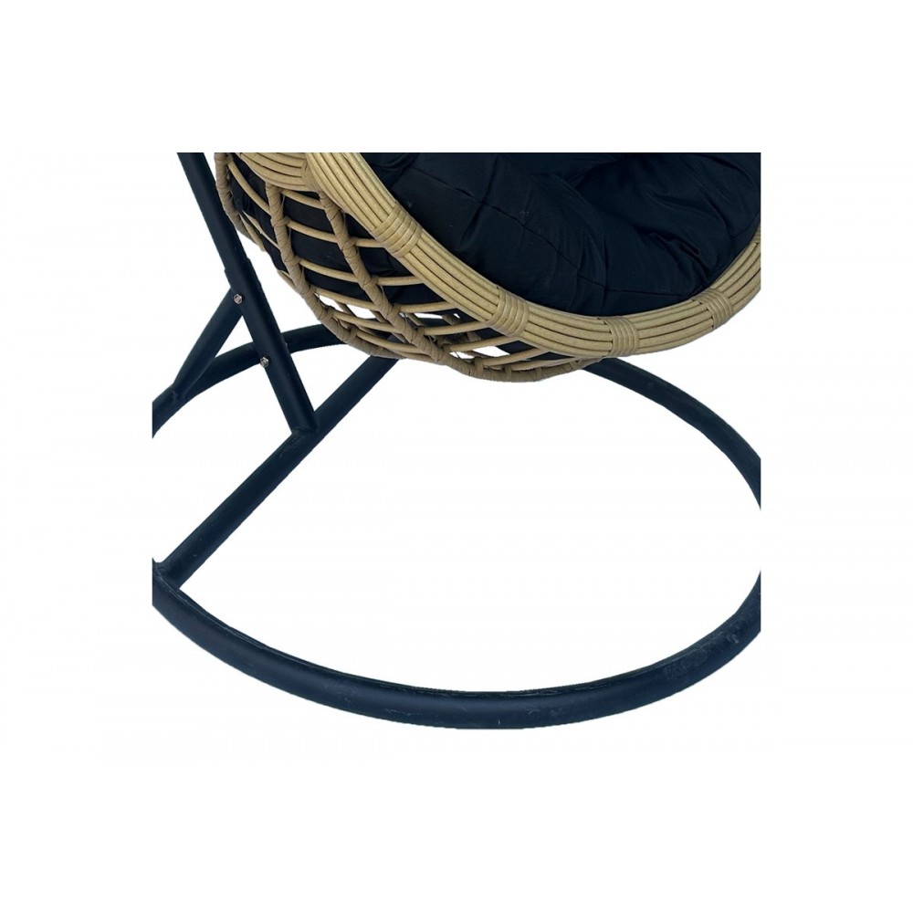 Κούνια φωλιά "CUNGO" από μέταλλο/pe rattan σε χρώμα μαύρο/μπεζ 125x105x195