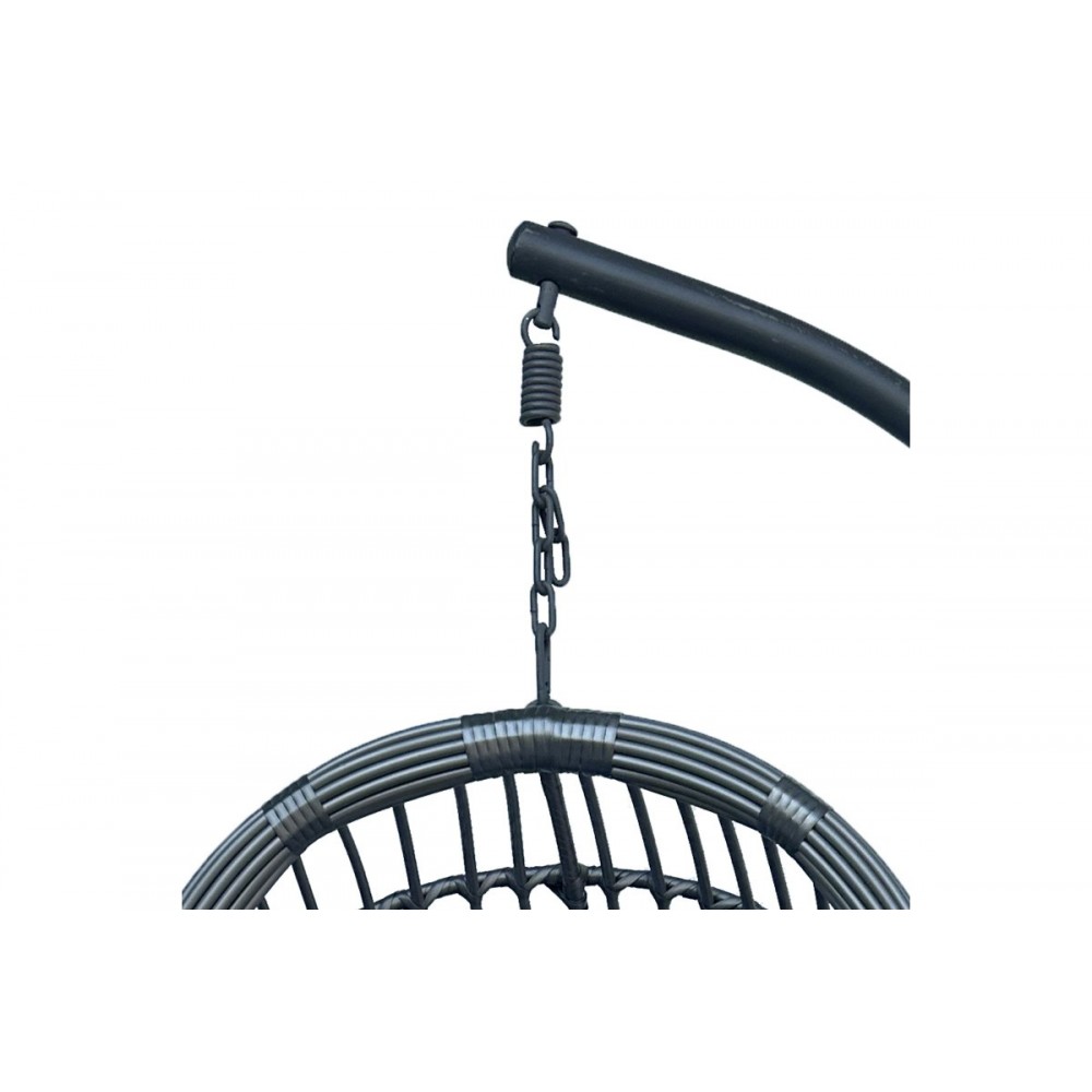 Κούνια φωλιά "CUNGO" από μέταλλο/pe rattan σε χρώμα γκρι 125x105x195