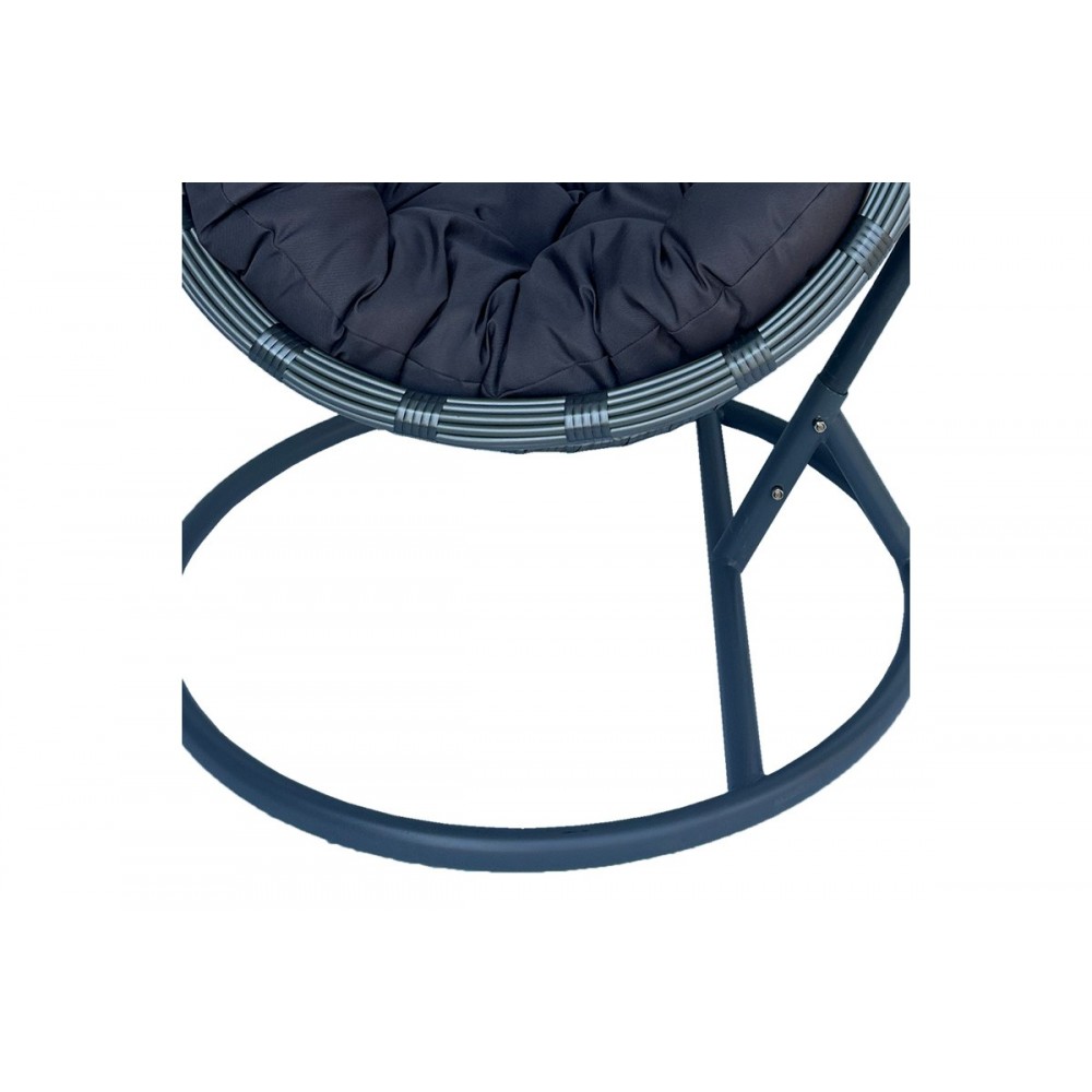 Κούνια φωλιά "CUNGO" από μέταλλο/pe rattan σε χρώμα γκρι 125x105x195