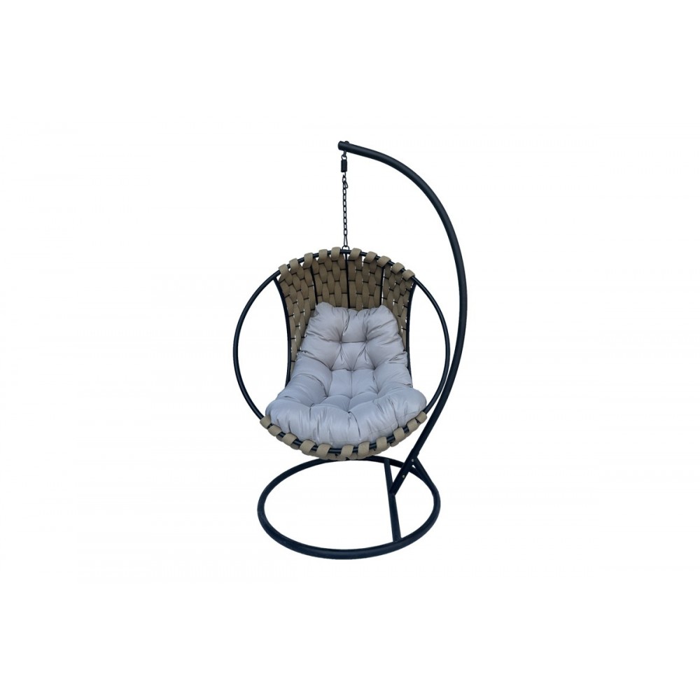 Κούνια φωλιά "MAKITO" από μέταλλο/pvc σε χρώμα μαύρο/μπεζ 100x105x195