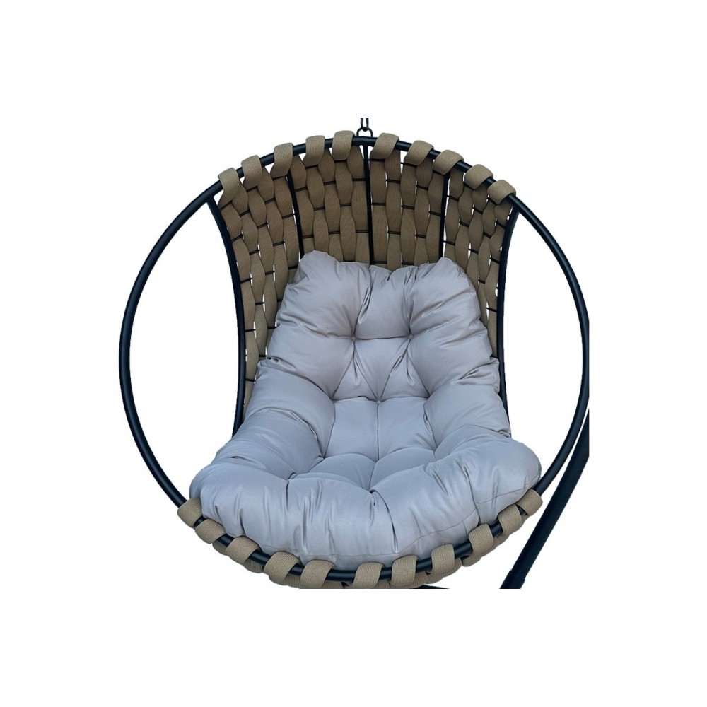 Κούνια φωλιά "MAKITO" από μέταλλο/pvc σε χρώμα μαύρο/μπεζ 100x105x195