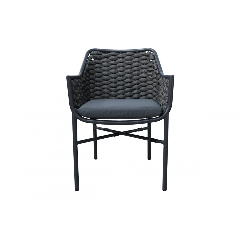 Πολυθρόνα "ORTEGIA" από αλουμίνιο/pp σε χρώμα γκρι 57x62x82