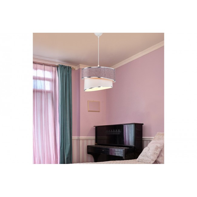 Φωτιστικό μονόφωτο "LOOPY" από ύφασμα/pvc σε χρώμα μωβ/λευκό Φ30x18