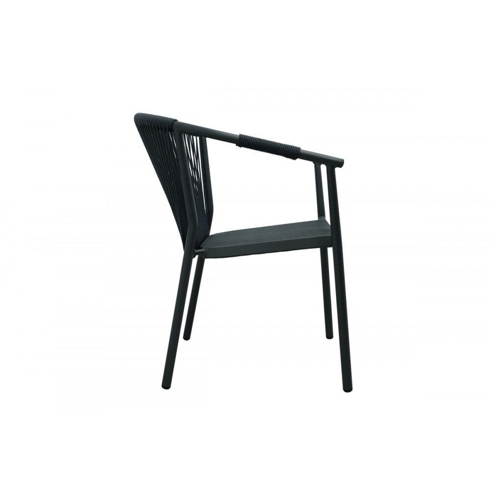 Πολυθρόνα κήπου "CONVINCE" από αλουμίνιο/rattan σε χρώμα γκρι 56x63x82