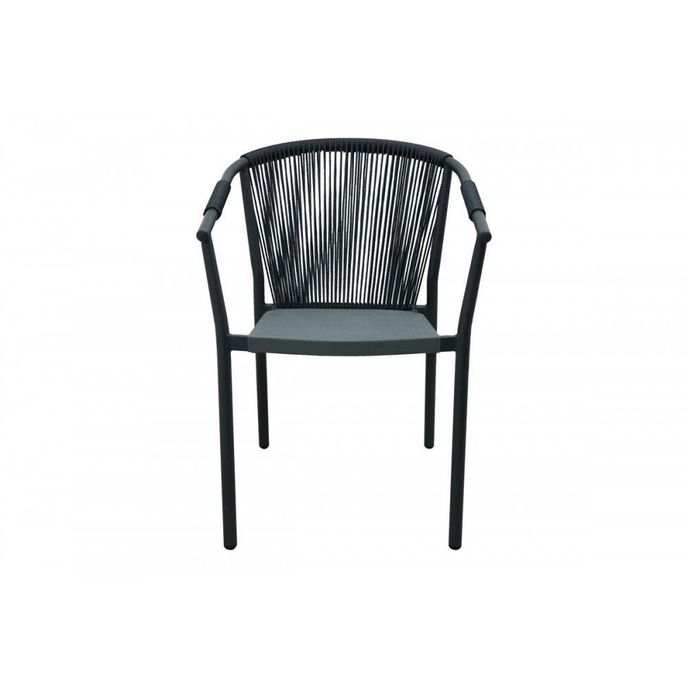 Πολυθρόνα κήπου "CONVINCE" από αλουμίνιο/rattan σε χρώμα γκρι 56x63x82