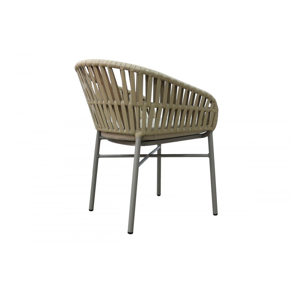Πολυθρόνα "FRAMA" από αλουμίνιο/σχοινί σε χρώμα καφέ 57x60x78