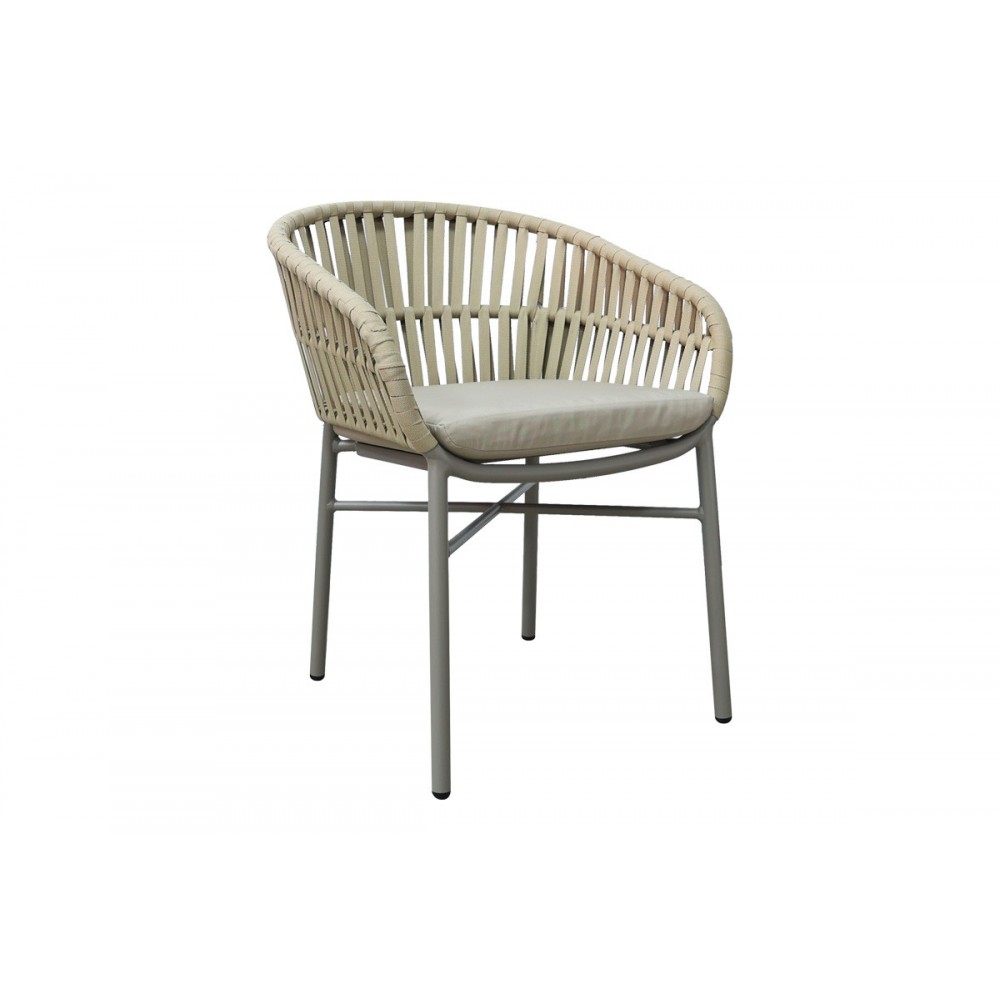 Πολυθρόνα "FRAMA" από αλουμίνιο/σχοινί σε χρώμα καφέ 57x60x78