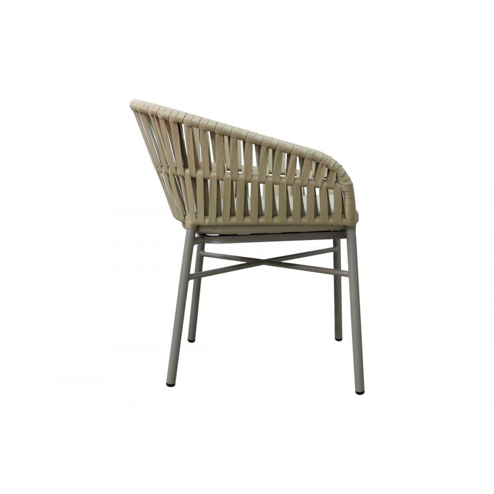 Πολυθρόνα "FRAMA" από αλουμίνιο/σχοινί σε χρώμα καφέ 57x60x78