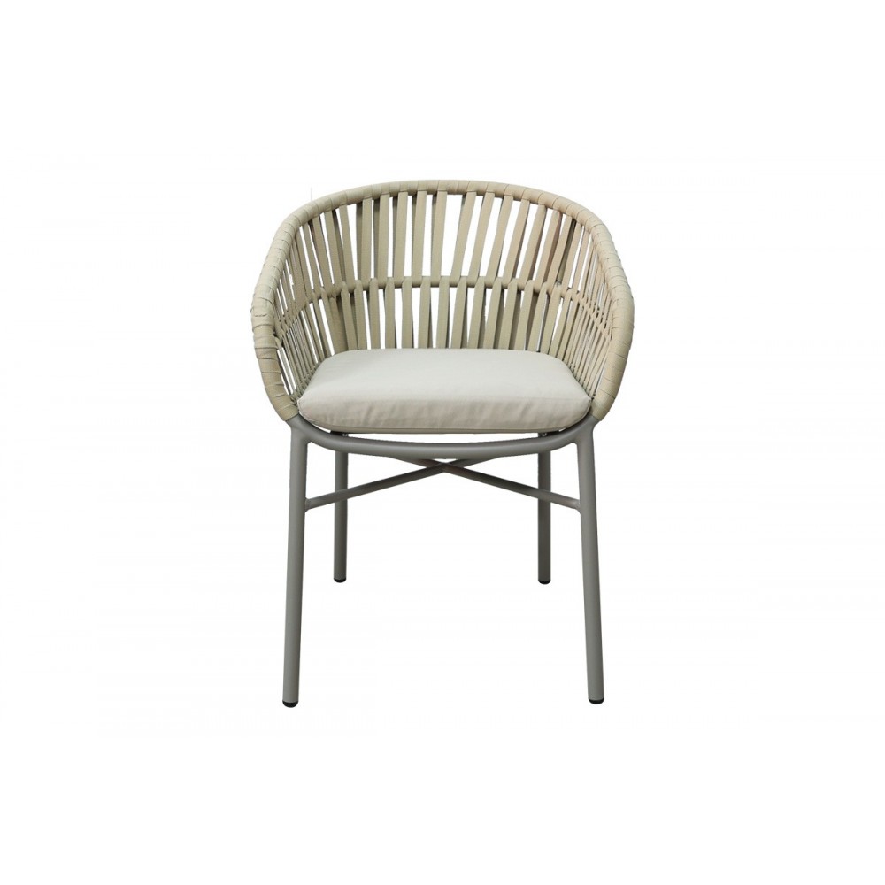 Πολυθρόνα "FRAMA" από αλουμίνιο/σχοινί σε χρώμα καφέ 57x60x78