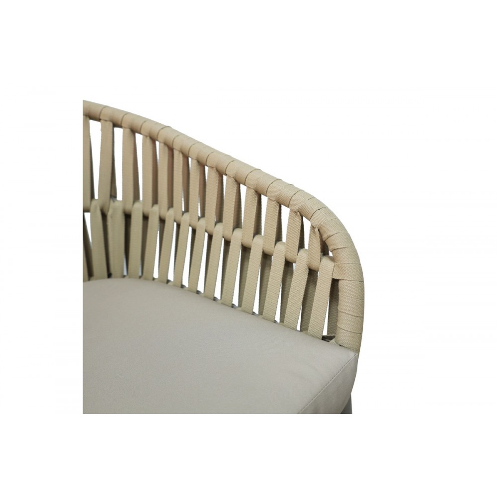 Πολυθρόνα "FRAMA" από αλουμίνιο/σχοινί σε χρώμα καφέ 57x60x78