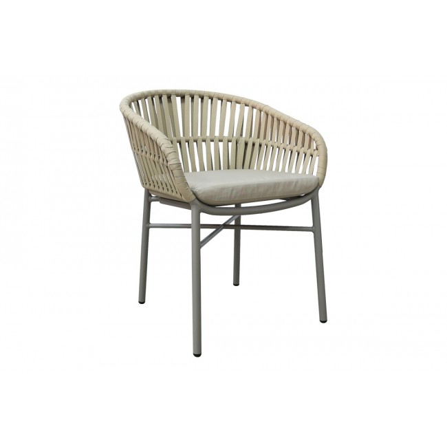 Πολυθρόνα "FRAMA" από αλουμίνιο/σχοινί σε χρώμα καφέ 57x60x78