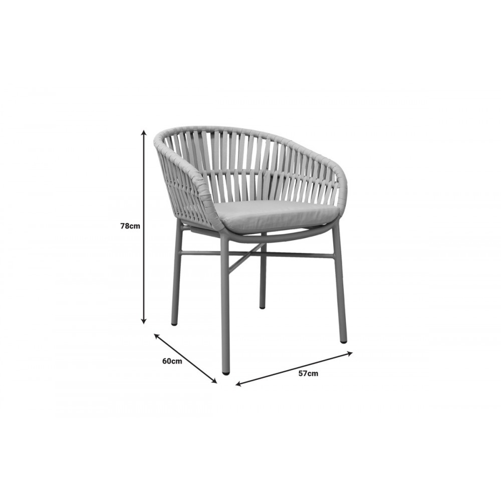 Πολυθρόνα "FRAMA" από αλουμίνιο/σχοινί σε χρώμα καφέ 57x60x78