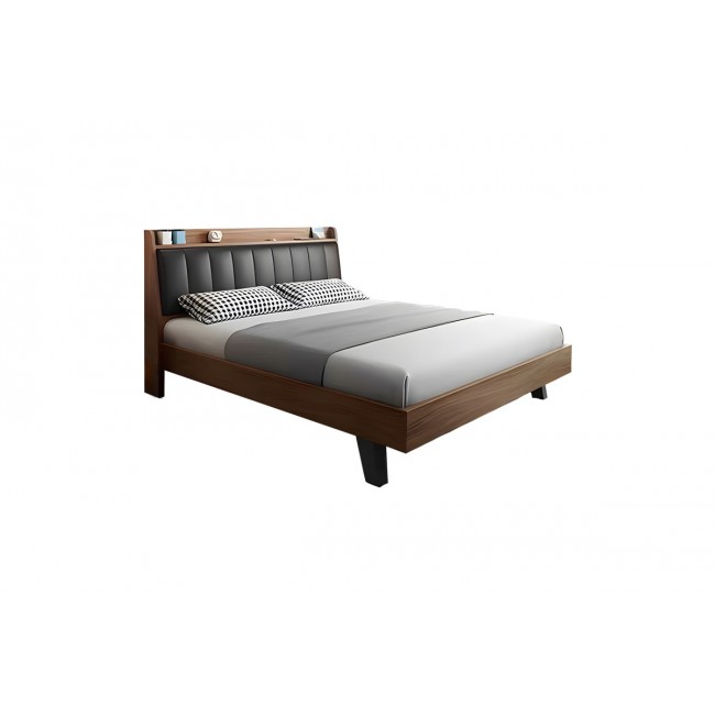 Κρεβάτι "FRANKLY" από mdf/pu σε χρώμα καρυδί/μαύρο 151x201x92