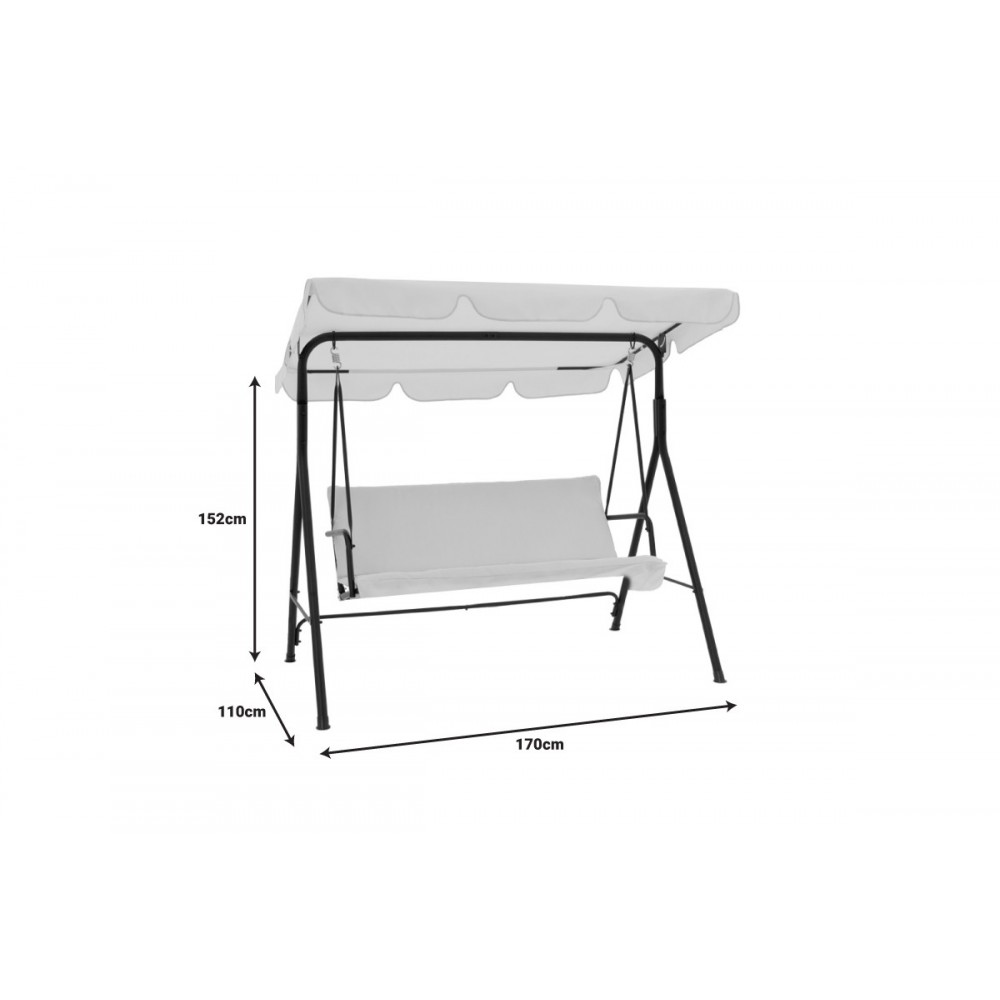 Κούνια κήπου "GLOBO" από ύφασμα/μέταλλο σε χρώμα μπεζ/μαύρο 170x110x153