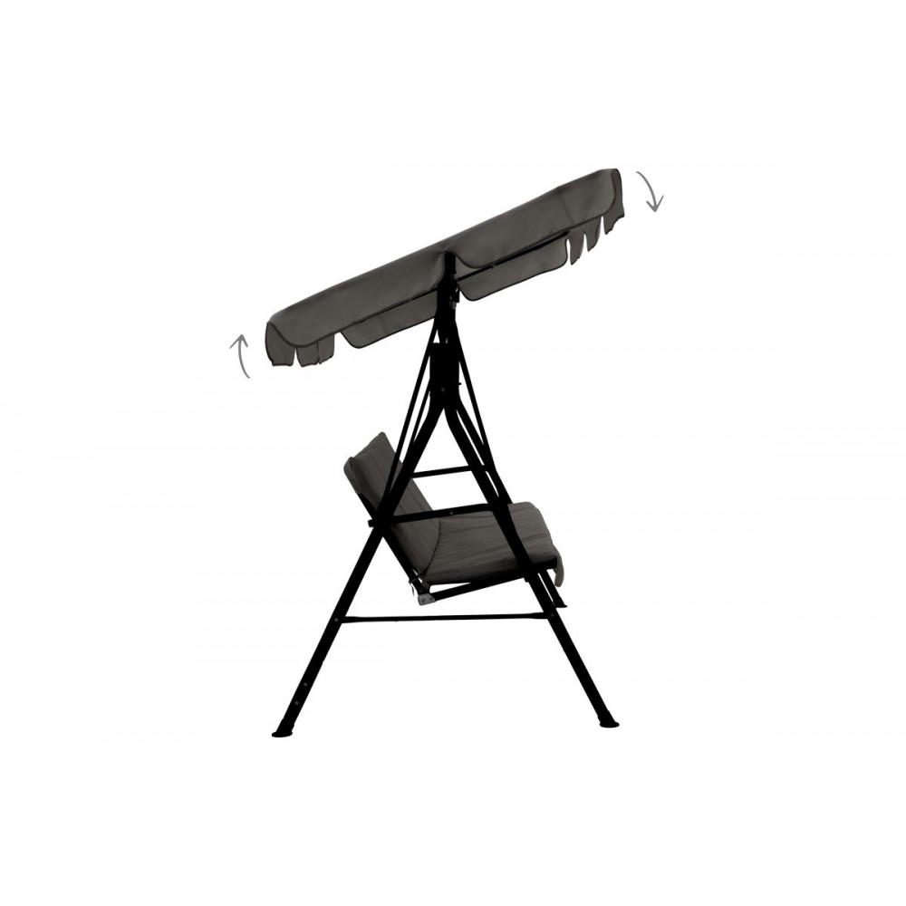 Κούνια κήπου "GLOBO" από ύφασμα/μέταλλο σε χρώμα γκρι/μαύρο 170x110x153