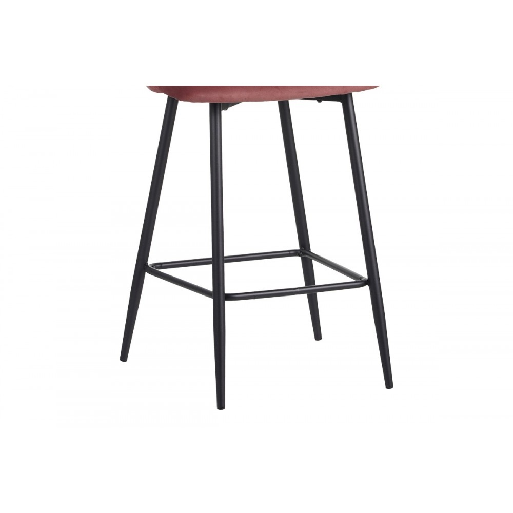 Σκαμπό μπαρ "BAROW" από βελούδο/μέταλλο σε χρώμα σάπιο μήλο/μαύρο 53x46.5x96.5