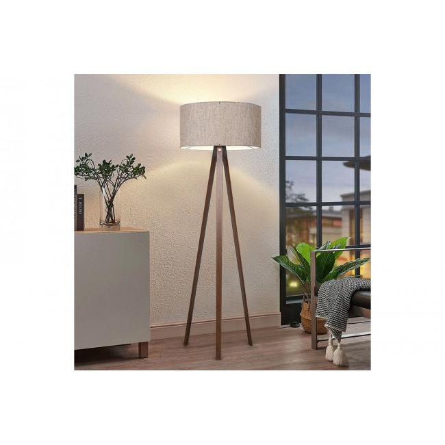 Φωτιστικό δαπέδου "PWL-1059" από mdf/pvc σε χρώμα άμμου/καρυδί Φ38x140