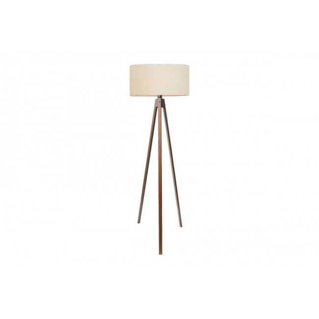 Φωτιστικό δαπέδου "PWL-1059" από mdf/pvc σε χρώμα κρεμ/καρυδί Φ38x140