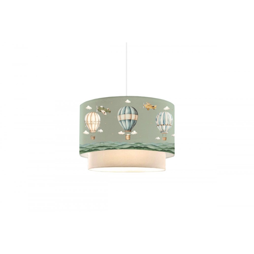 Παιδικό φωτιστικό "BALON" από ύφασμα pvc σε χρώμα πράσινο/κρεμ Φ30x20