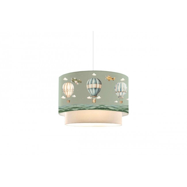 Παιδικό φωτιστικό "BALON" από ύφασμα pvc σε χρώμα πράσινο/κρεμ Φ30x20