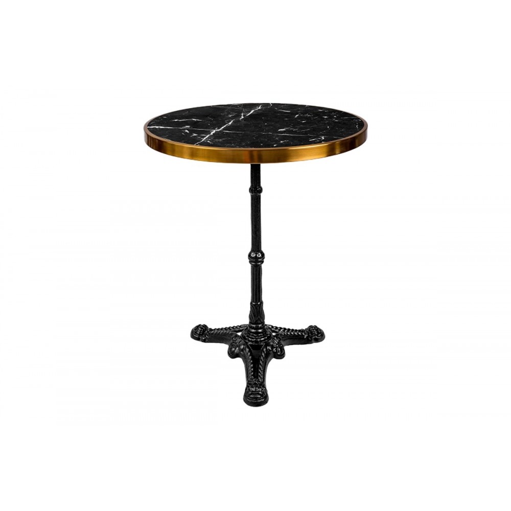 Τραπέζι "ANDEKET" από μάρμαρο/μαντέμι σε χρώμα μαύρο/χρυσό Φ57x72