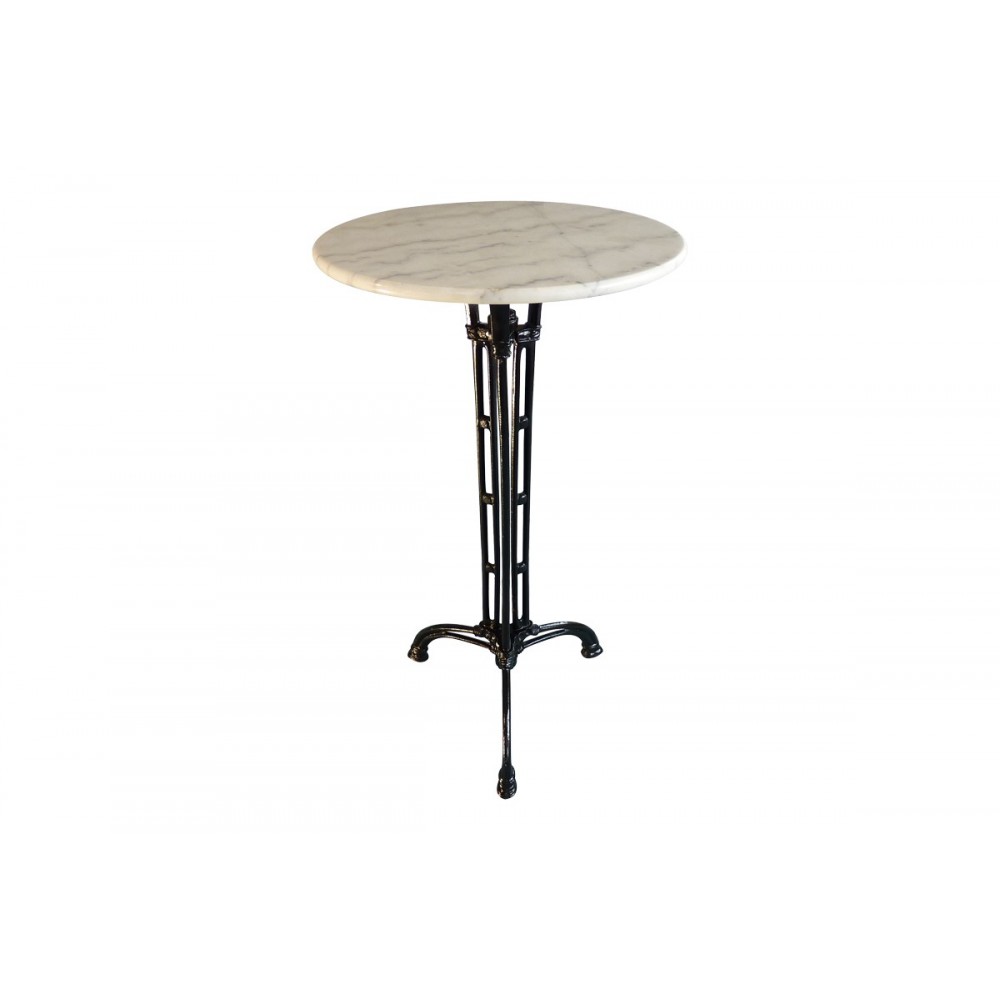 Τραπέζι μπαρ "MEPPO" από μάρμαρο/μαντέμι σε χρώμα λευκό/μάρμαρο Φ60x107.8