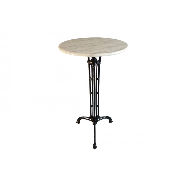 Τραπέζι μπαρ "MEPPO" από μάρμαρο/μαντέμι σε χρώμα λευκό/μάρμαρο Φ60x107.8