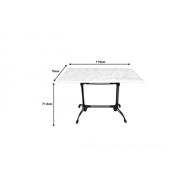Τραπέζι "ZOSAL" από μάρμαρο/μαντέμι σε χρώμα λευκό/μαύρο 110x70x71.8