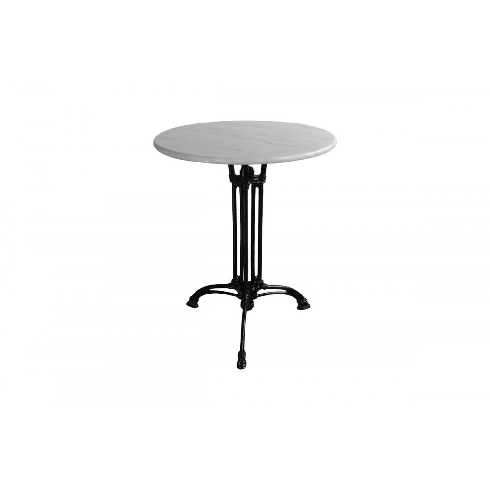 Τραπέζι "BASTILE" από μάρμαρο/μαντέμι σε χρώμα λευκό/μαύρο Φ70x71.8