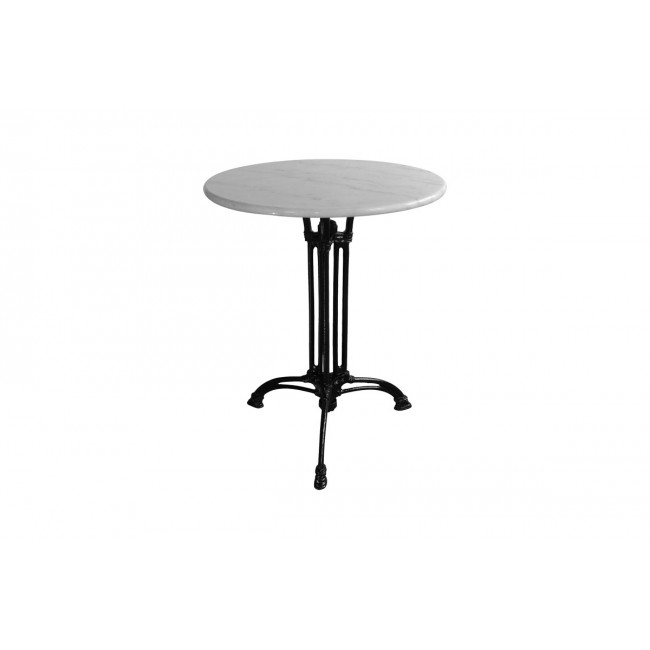 Τραπέζι "BASTILE" από μάρμαρο/μαντέμι σε χρώμα λευκό/μαύρο Φ60x71.8