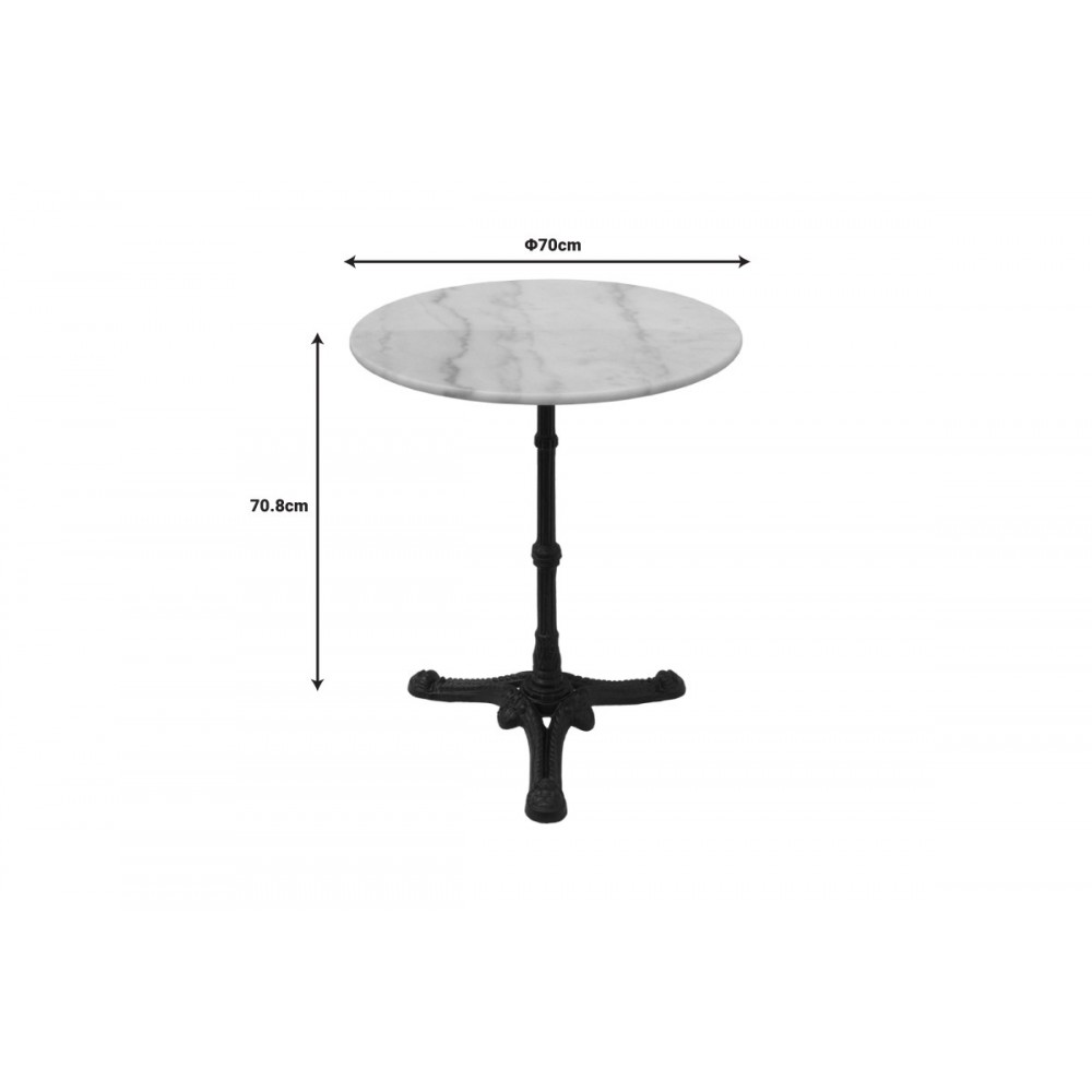Τραπέζι "ANCARA" από μάρμαρο/μαντέμι σε χρώμα λευκό/μαύρο Φ70x70.8