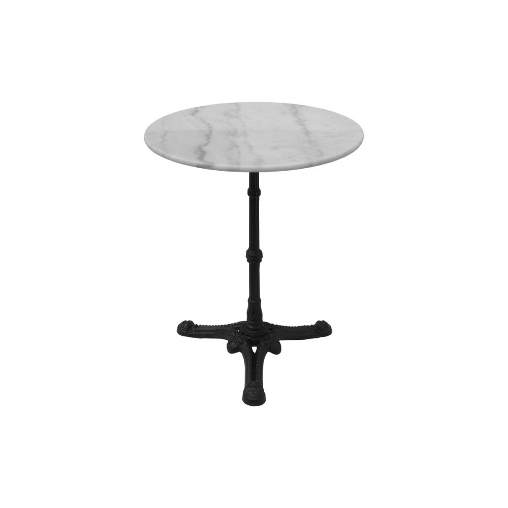 Τραπέζι "ANCARA" από μάρμαρο/μαντέμι σε χρώμα λευκό/μαύρο Φ70x70.8