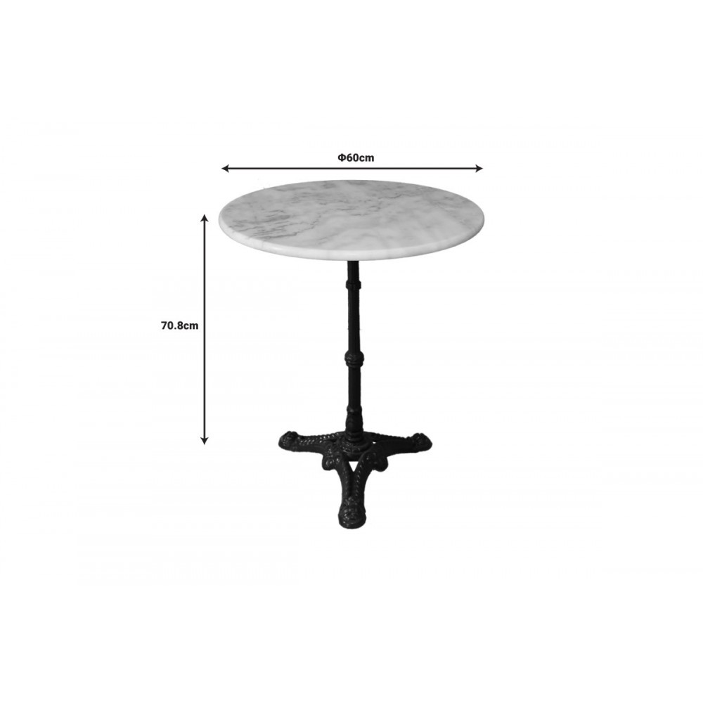 Τραπέζι "ANCARA" από μάρμαρο/μαντέμι σε χρώμα λευκό/μαύρο Φ60x70.8