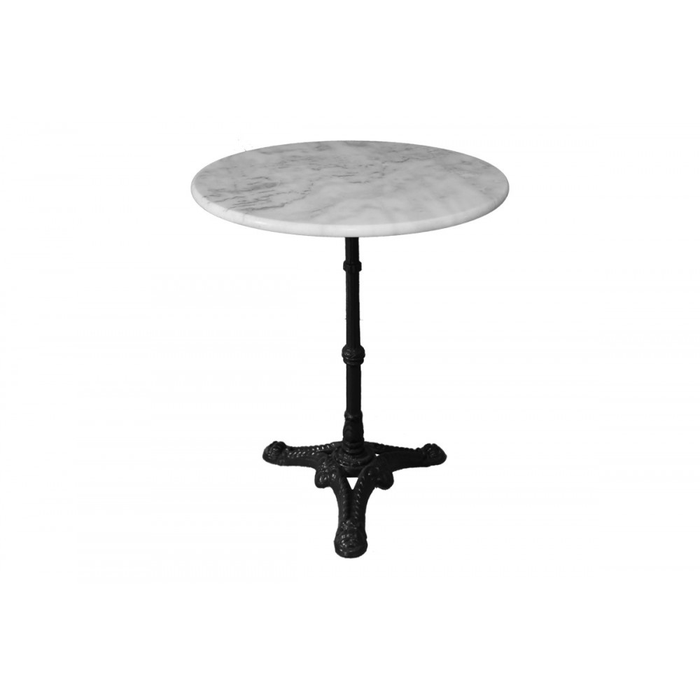 Τραπέζι "ANCARA" από μάρμαρο/μαντέμι σε χρώμα λευκό/μαύρο Φ60x70.8