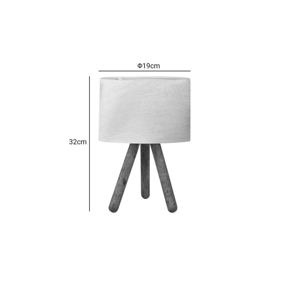 Επιτραπέζιο φωτιστικό "PWL-1071 Ι" από ύφασμα/ξύλο σε χρώμα μπεζ/καρυδί Φ19x32