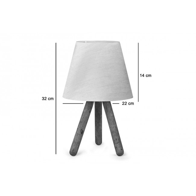 Επιτραπέζιο φωτιστικό "PWL-1071" από ύφασμα/ξύλο σε χρώμα μπεζ/καρυδί Φ22x32