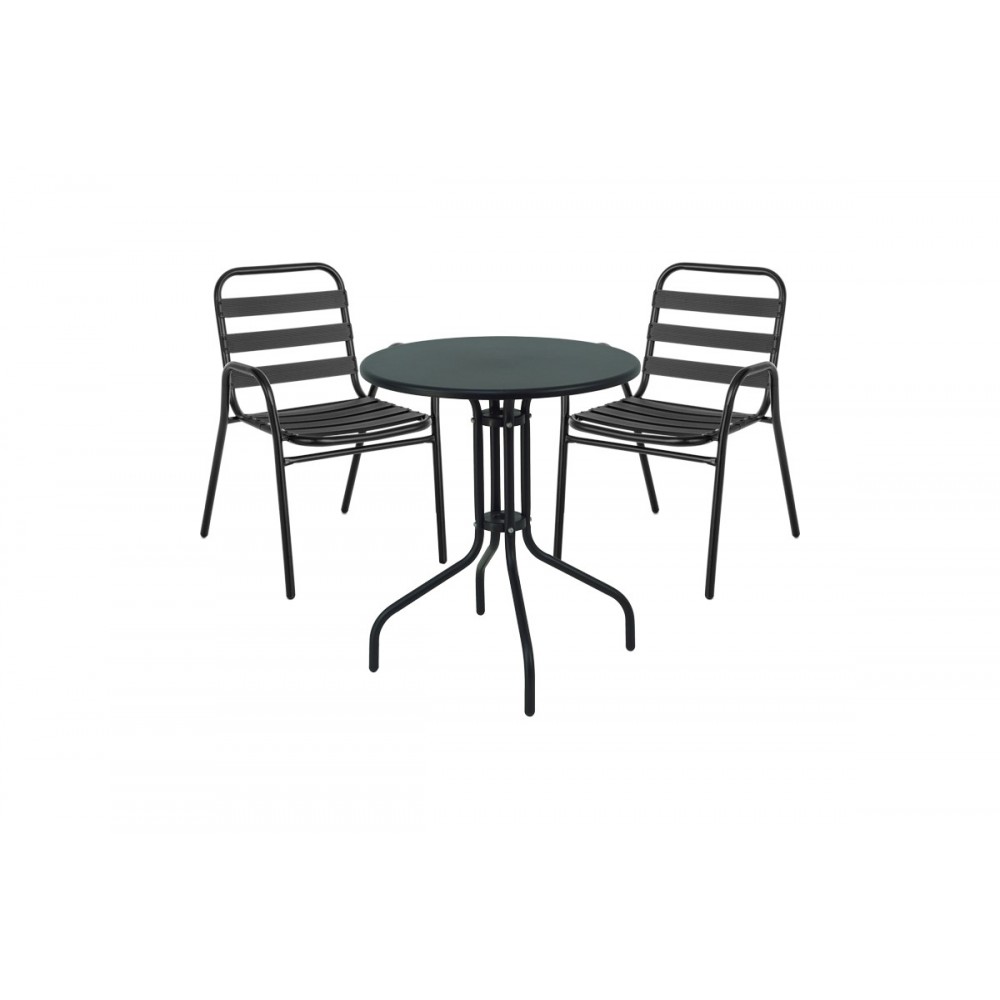 Tραπεζαρία 3τμ "SUSSIE-VERGO I" από μέταλλο/αλουμίνιο σε χρώμα μαύρο Φ60x70